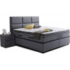 Lit box literie boxspring avec rangement complete gris  ISADIYE