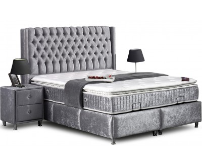 Lit box literie boxspring avec rangement complete silver CITY SPIRIT