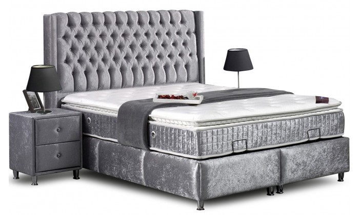 Lit box literie boxspring avec rangement complete aubergine CITY SPIRIT