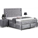 Lit box literie boxspring avec rangement complete silver CITY SPIRIT