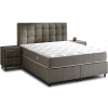 Lit box literie boxspring avec rangement complete en tissu gris VELDA