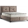 Lit avec coffre rangement et matelas boxspring complete beige WOOD