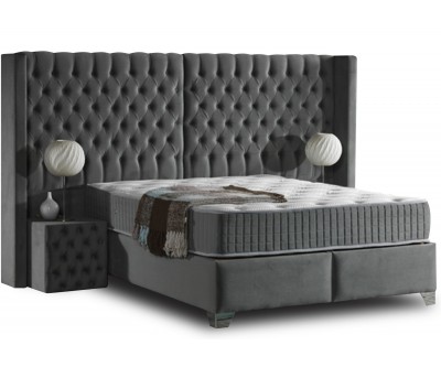 Lit avec coffre rangement et matelas boxspring complete VELVET