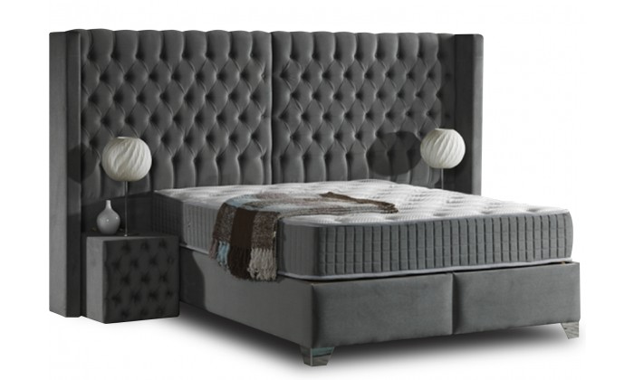 Lit avec coffre rangement et matelas boxspring complete VELVET