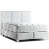 Lit avec coffre rangement et matelas boxspring complete simili cuir blanc DUCHES