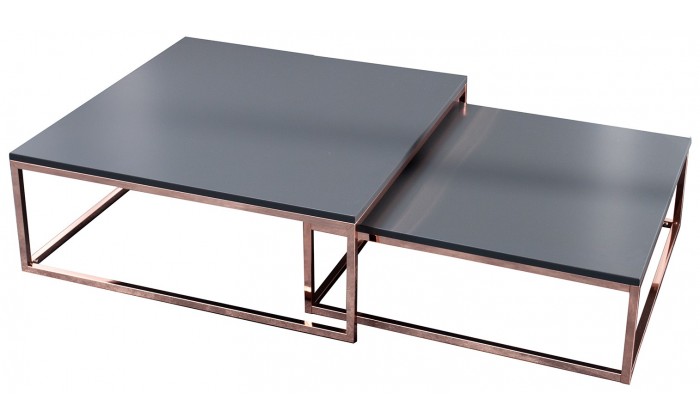 Table basse Storage lot de 2 tables cuivre anthracite