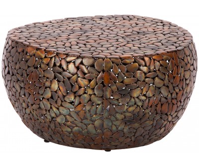 Table basse mosaïque en pierre 82 cm cuivre