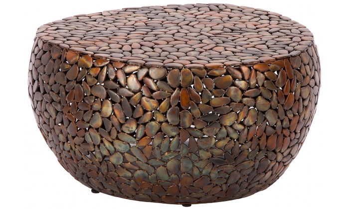 Table basse mosaïque en pierre 82 cm cuivre