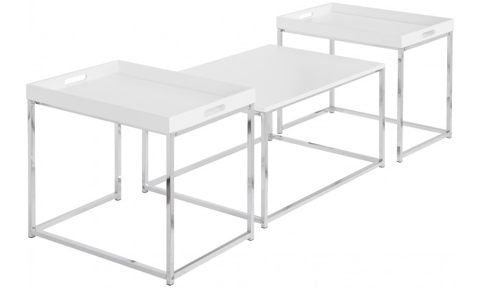 Table basse  set de 3 plateaux blancs