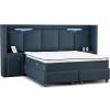 Lit avec coffre rangement LED matelas et 2 table de nuit boxspring complete KOPEN