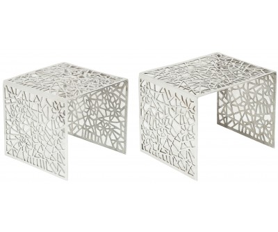 Table basse abstraite set de 2 argent