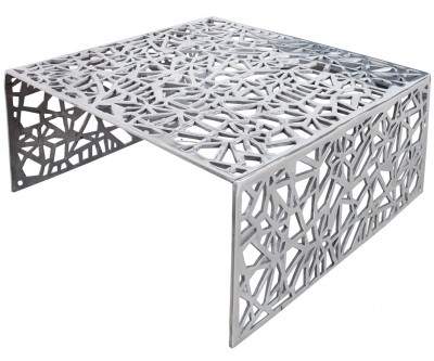 Table basse abstraite 60 cm en argent