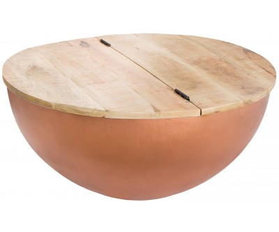 Table basse rangement cuivre mango