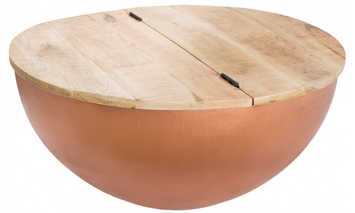 Table basse rangement cuivre mango