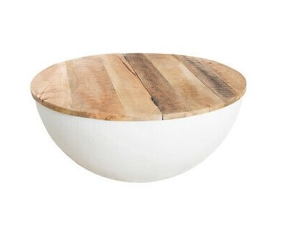 Table basse rangement blanc mango