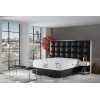 Lit avec coffre rangement matelas et 2 table de nuit boxspring complete tissu noir LUXVELVET