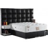 Lit avec coffre rangement matelas et 2 table de nuit boxspring complete tissu noir LUXVELVET