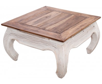 Table basse La Fleur 60cm en acajou blanc