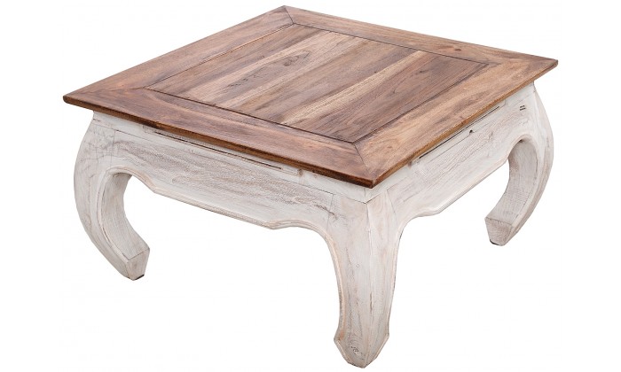 Table basse La Fleur 60cm en acajou blanc