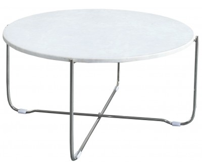 Table basse Noble marbre blanc argent