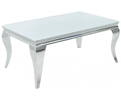 Table basse Baroque moderne 100cm blanc argent