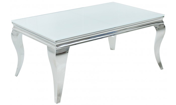 Table basse Baroque moderne 100cm blanc argent