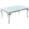 Table basse Baroque moderne 100cm blanc argent