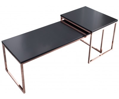 Table basse set de 2 cuivre noir