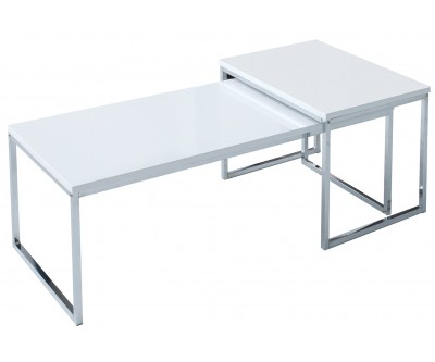 Table basse set de 2 chrome blanc