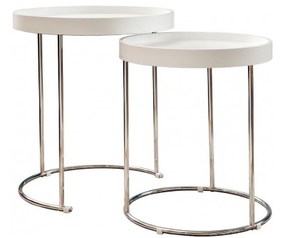 Table d'appoint Two-Way set de 2 blanc argent