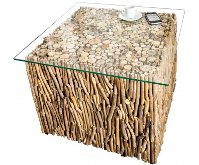 Table basse Fossil I 45cm bois flotté