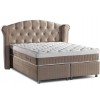 Lit boxspring avec coffre rangement matelas complete taupe GALAXY