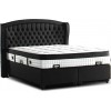 Lit boxspring avec coffre rangement matelas complete noir CARESSE