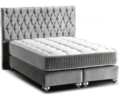 Lit boxspring avec coffre rangement design Lit Type chesterfield double LORINZEL