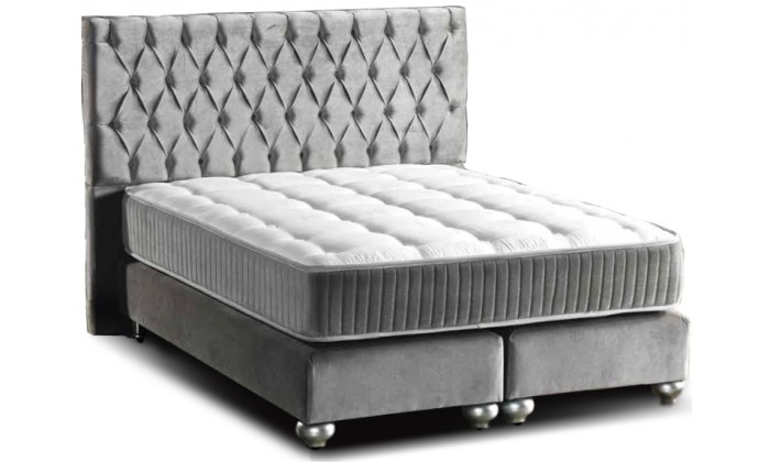 Lit boxspring avec coffre rangement design Lit Type chesterfield double LORINZEL