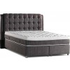 Lit boxspring avec coffre rangement design lit type chesterfield double luxury gris SLEEPSTYL