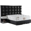 Lit avec coffre rangement matelas et 2 table de nuit boxspring complete tissu noir LUXVELVET