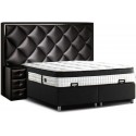 Lit avec coffre rangement matelas de nuit boxspring complete noir MILLENIUM
