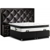 Lit avec coffre rangement matelas et 2 table de nuit boxspring complete noir MILLENIUM