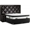 Lit avec coffre rangement matelas et 2 table de nuit boxspring complete noir MILLENIUM