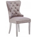 Chaises de salle à manger design capitonnées beige pieds chorome ANNEAU