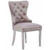 Chaises de salle à manger design capitonnées beige pieds chorome  ANNEAU