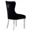 Chaises de salle à manger design capitonnées noir pieds chorome  ANNEAU