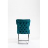 Chaises de salle à manger design capitonnées turquoise pieds chorome DIMITRI