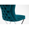 Chaises de salle à manger design capitonnées turquoise pieds chorome DIMITRI