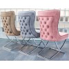 Chaises de salle à manger design capitonnées rose pieds chorome DIMITRI