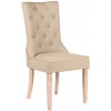 Chaise de charme capitonnée en tissu lin beige et bois naturel VOIRON