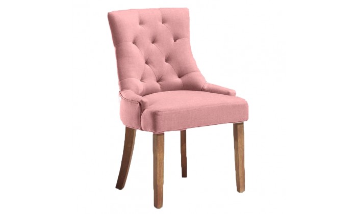 Chaises de salle à manger capitonnée design en tissu rose DIALMA