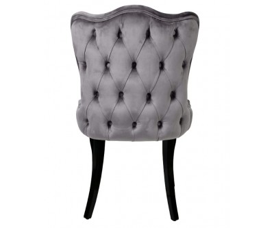 Chaise de salle à manger design velvet gris capitonnée BYOAK