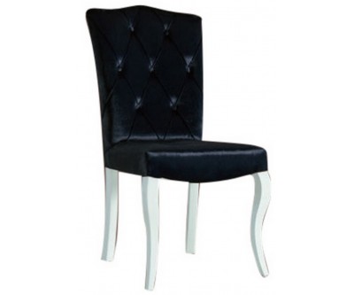 Chaise de salle à manger design velvet noir capitonnée GALBE